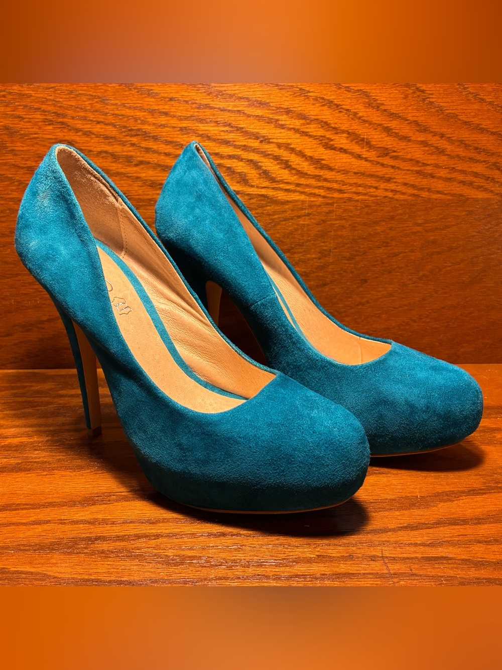 ALDO Teal Suede Platform Stiletto Heels Leather Size EU 40 US 9